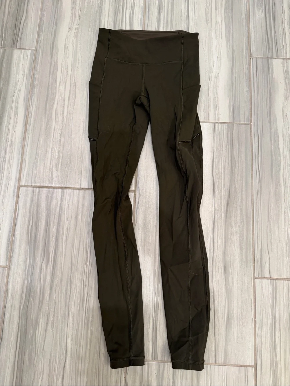 Lululemon High-Waist Olive Green Active Leggings